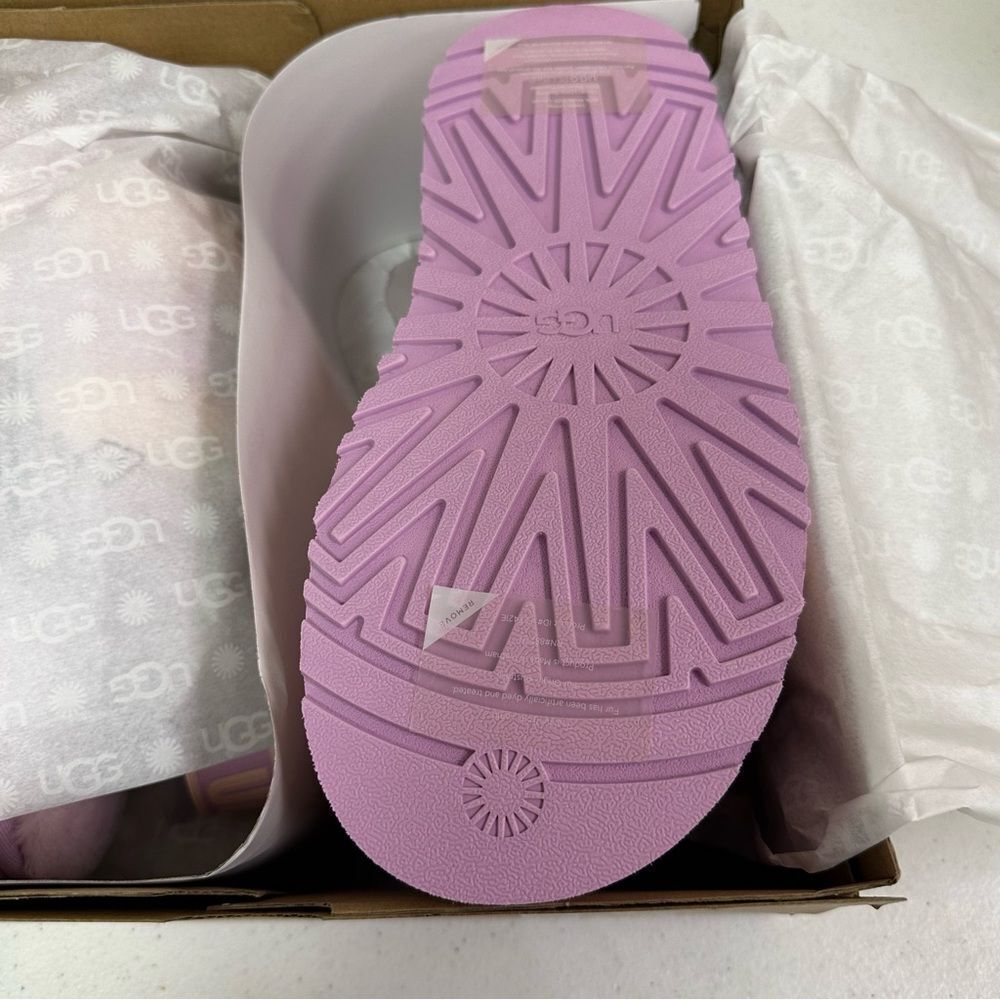 New Ugg Disco Stripe Slide Platform Sandal Slippers Purple Pink Dusk Combo - Picture 5 of 6